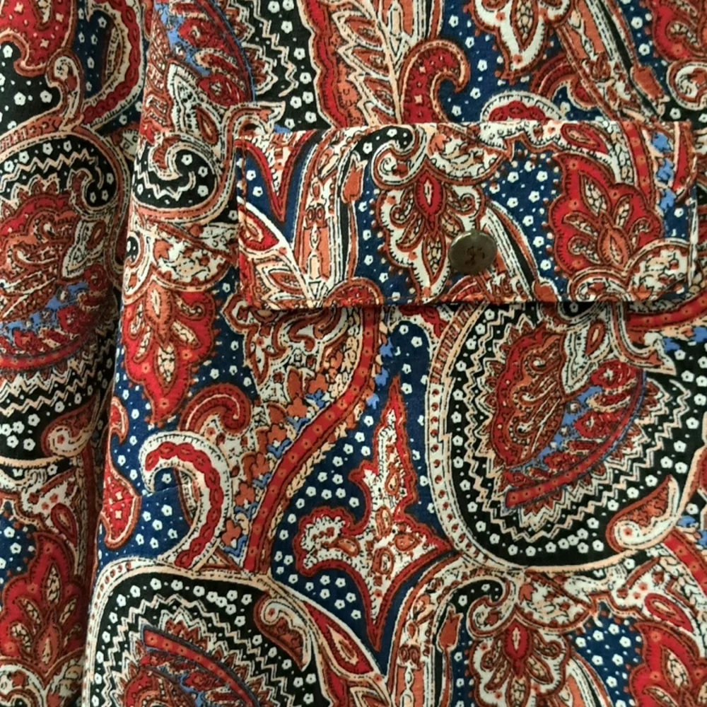 Laura Scott paisley button down Multicolor V neck casual Blouse size L
